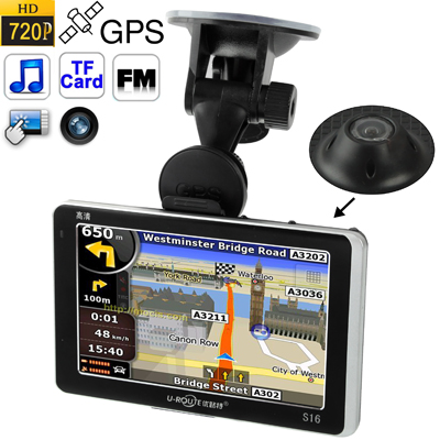 S16 5.0 inch Touch Screen GPS Navigator + HD 720P DVR, 0.3 Mega Pixels Camera, 127 Degree Wide Angle Lens